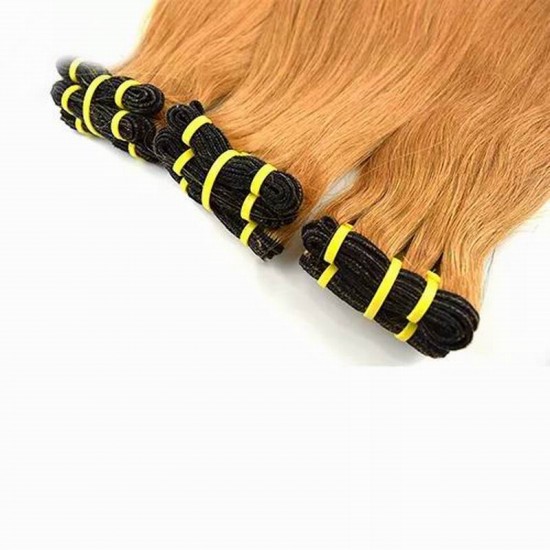 400g Honey blonde color #27 Silky bone straight super double drawn Virgin Indian human hair 400g Honey blonde color #27 Silky bone straight super double drawn Virgin Indian human hair