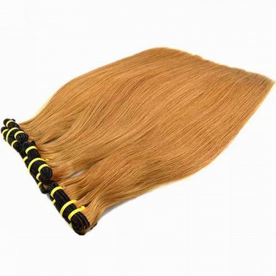 400g Honey blonde color #27 Silky bone straight super double drawn Virgin Indian human hair 400g Honey blonde color #27 Silky bone straight super double drawn Virgin Indian human hair