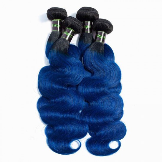 1B/Blue New time fashionable type Body wave 3 bundles human hair extensions two tone colors closure frontal optional 1B/Blue New time fashionable type Body wave 3 bundles human hair extensions two tone colors closure frontal optional