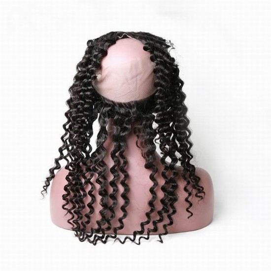 360 Lace Frontal jerry curly small knots Preplucked Swiss Lace Natural 1B Color kinky curl Human Hair 360 Lace Frontal jerry curly small knots Preplucked Swiss Lace Natural 1B Color kinky curl Human Hair