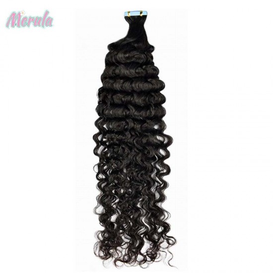 Natural color Deep curly Tape in Hair Extensions Virgin Human Hair 20pcs 50g each pack Seamless Skin Hair Natural color Deep curly Tape in Hair Extensions Virgin Human Hair 20pcs 50g each pack Seamless Skin Hair