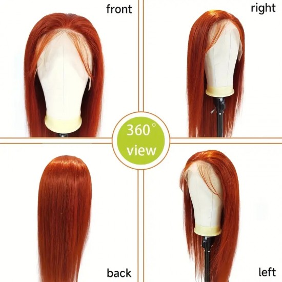 Ginger orange Virgin human hair lace frontal wig amazing colored wigs by Merula HD medium brown lace Vip service Ginger orange Virgin human hair lace frontal wig amazing colored wigs by Merula HD medium brown lace Vip service