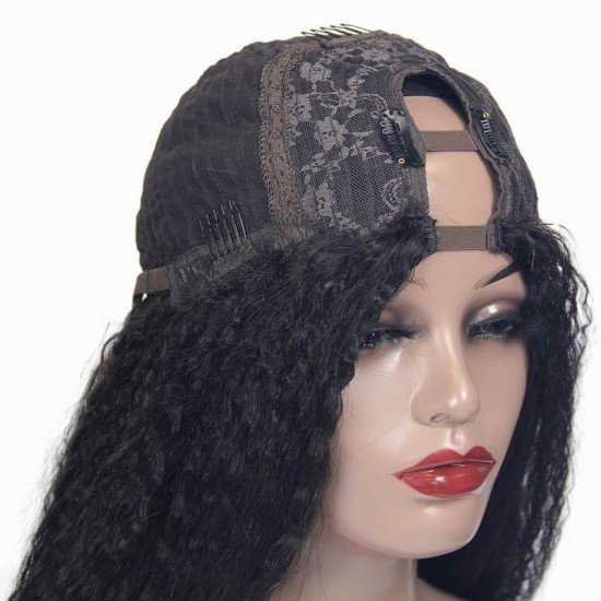 Merula Hair Kinky Straight U Part Wigs 100% Human Hair remy Virgin Hair half Wigs Glueless leave out 200% Density Merula Hair Kinky Straight U Part Wigs 100% Human Hair remy Virgin Hair half Wigs Glueless leave out 200% Density
