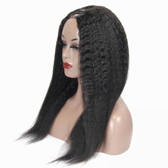 Merula Hair Kinky Straight U Part Wigs 100% Human Hair remy Virgin Hair half Wigs Glueless leave out 200% Density Merula Hair Kinky Straight U Part Wigs 100% Human Hair remy Virgin Hair half Wigs Glueless leave out 200% Density