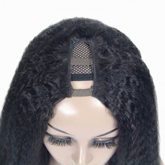 Merula Hair Kinky Straight U Part Wigs 100% Human Hair remy Virgin Hair half Wigs Glueless leave out 200% Density Merula Hair Kinky Straight U Part Wigs 100% Human Hair remy Virgin Hair half Wigs Glueless leave out 200% Density