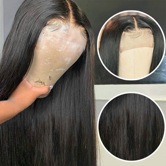Merula Natural Straight Virgin Human Hair 4*4 5*5 Lace Closure Wig Preplucked hairline small knots HD transparent lace Merula Natural Straight Virgin Human Hair 4*4 5*5 Lace Closure Wig Preplucked hairline small knots HD transparent lace